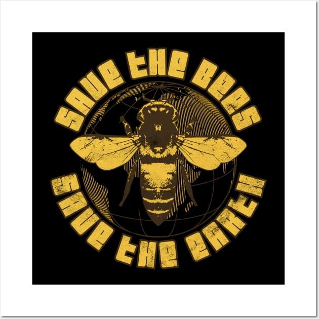 Save The Bees Save The Earth Wall Art by avshirtnation